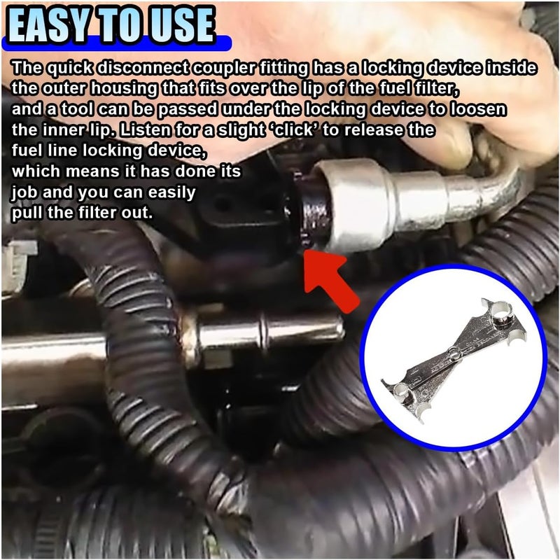LHDOS Scissor Fuel Line Disconnect Tool, Auto Fuel Line Remover for 3/4" 5/8" 1/2" 3/8" Quick Disconnection, Fuel Filter Removal Tool for Most Vehicle Models, Securely Fit Heater A/C Line (4 in 1) - Image 4